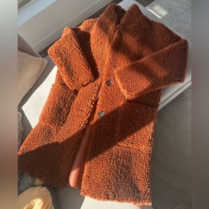 ZARA Fur Coat Faux Leather Lined XS